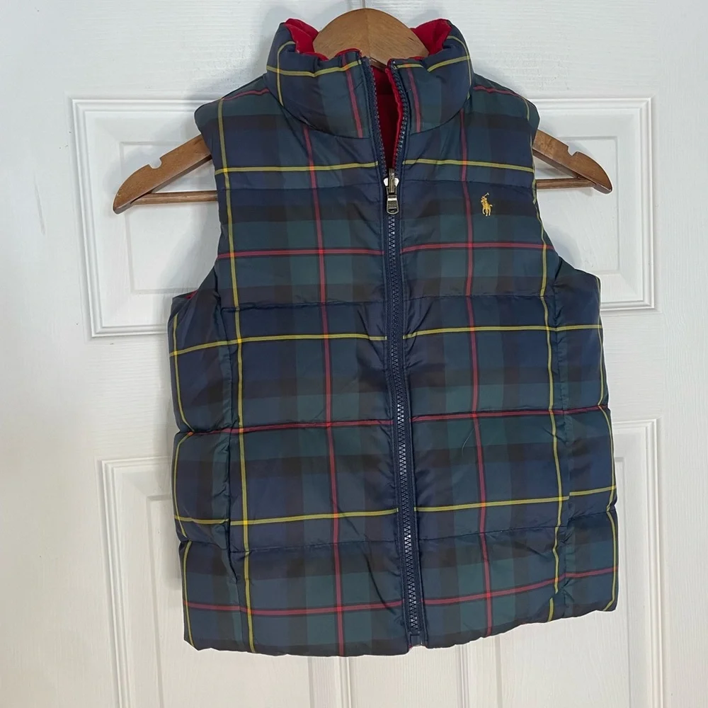 Polo Ralph Lauren Kids reversible Blackwatch puffer vest w/red reverse - 6X